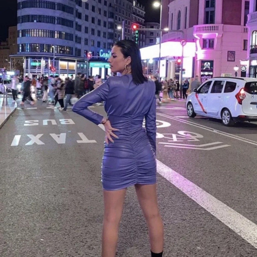 ZARA NWT SS22 WOMAN FAUX LEATHER DRESS Purple | 2134/322